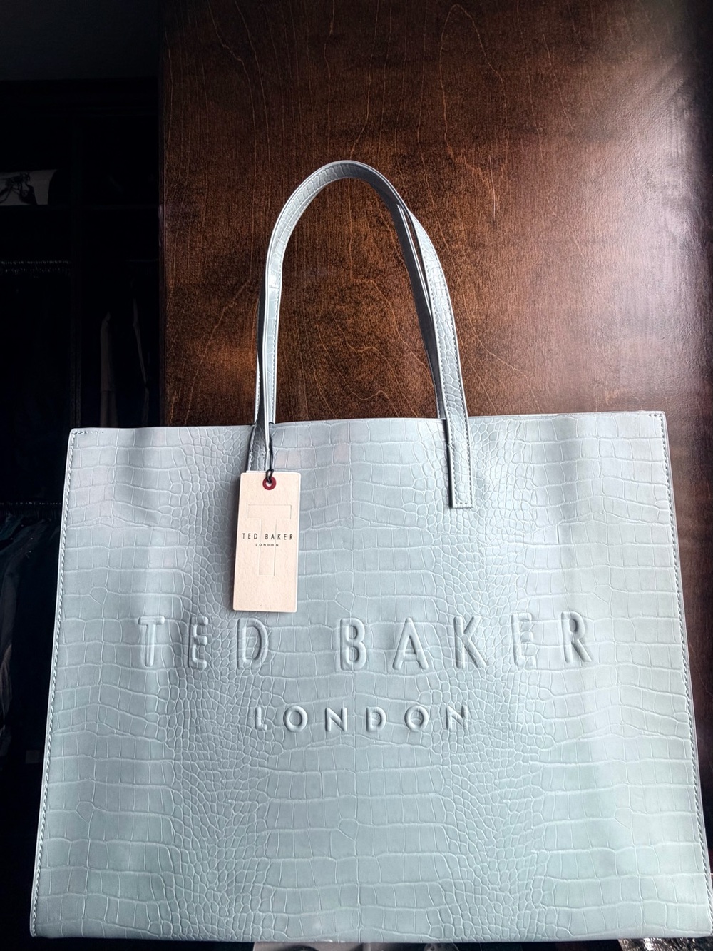 Ted Baker Pale Mint Croc-Embossed Tote